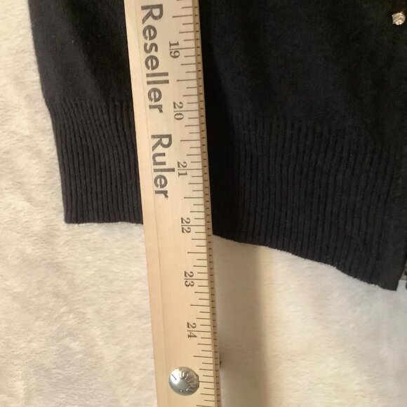 Michael Kors Women Medium Black Cardigan Sweater Beaded Floral Angora Cashmere - Picture 8 of 10